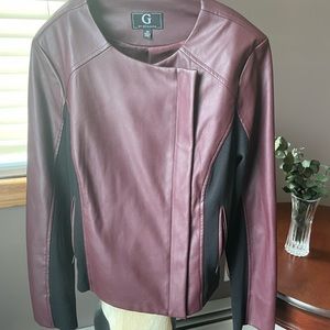 G BY GIULIANA Moto Faux Leather Jacket Maroon